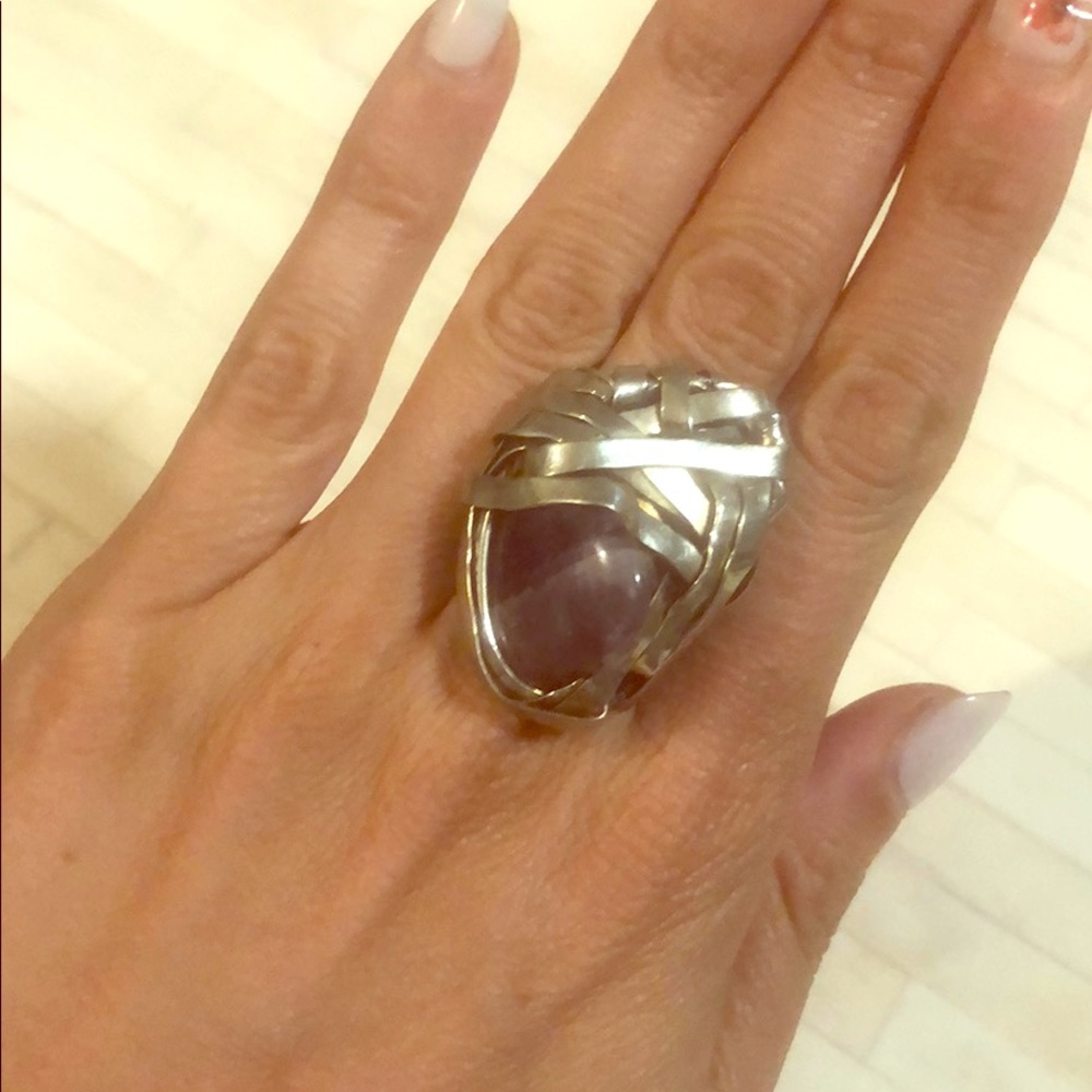 Handmade amethyst wrap statement ring